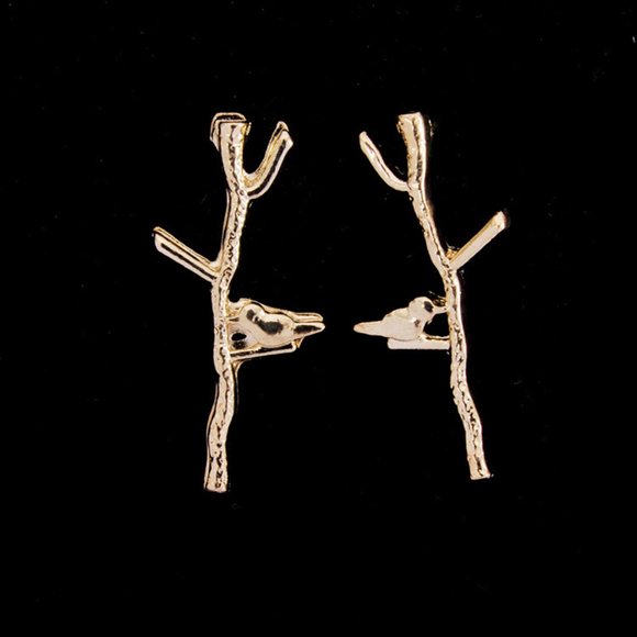 Branch & Bird 18K Gold Plated Stud Earrings, NWT - Picture 2 of 3